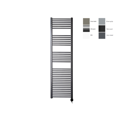 Sanicare electrische design radiator 172 x 45 cm. Gun metal met thermostaat zwart (rechtsonder)