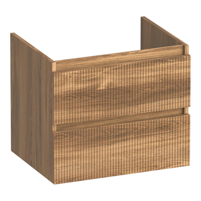 BRAUER Joy Wavy meuble sous-lavabo 60 2 tiroirs softclose - sans poignée - 1 découpe pour siphon - Honey