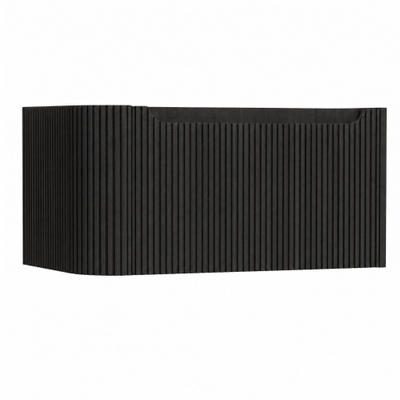 H&R Badmeubelen Juice Wastafelonderkast - 80x45x40cm - linkerhoek afgerond - 3D-front - 1 lade - geïntegreerde greep - basalt