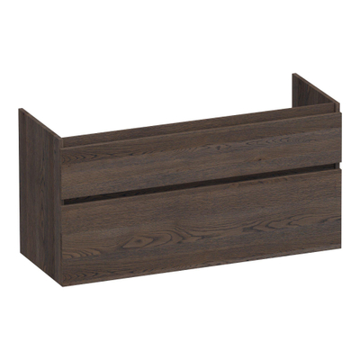 BRAUER Delight wastafelonderkast - 120x46x60cm - 2 softclose lades - greeploos - 2 sifon uitsparingen - massief eiken - lamellen eiken zwart