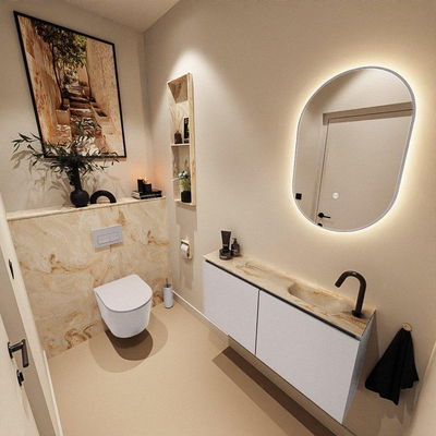 MONDIAZ TURE-DLUX 100cm toiletmeubel Cale. EDEN wastafel Frappe positie rechts. Met 1 kraangat.