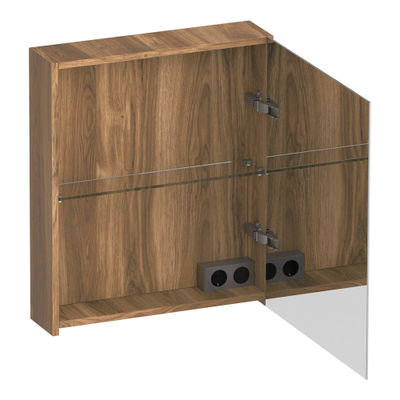 BRAUER Impress armoire de toilette - 60x70x15cm - sans éclairage - avec 1 porte miroir double face pivotant à droite - Honey