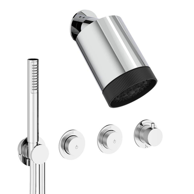 Crosswater MPRO Module ensemble de douche pluie encastré – douche de tête Ø 10 cm – douchette bâton – 3 leviers – chrome