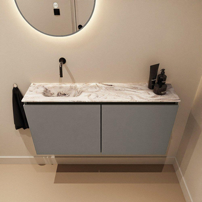 MONDIAZ TURE-DLUX Meuble de toilettes 100 cm Smoke. Lavabo EDEN Glace position gauche. Sans trou de robinet.
