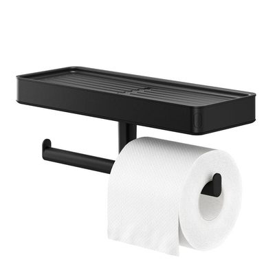 Tiger Carv Toiletrolhouder - dubbel - met planchet - zwart
