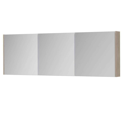 INK SPK1 armoire de toilette – 180 x 60 x 14 cm – 3 portes, portes-miroir double face – Chêne Ivoire