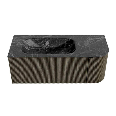 Mondiaz KURVE-DLUX Badkamermeubelset - 115x46x40cm - 1 lade - 1 deur - wastafel solid surface - links - zonder kraangat - Shadow