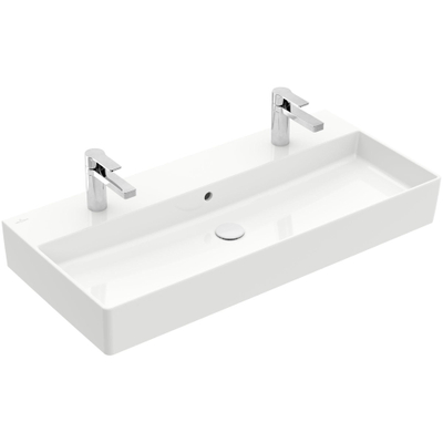 Villeroy & Boch Memento 2.0 lavabo - dessous meulé 100x47cm - avec trop-plein 2 trous de robinet ceramic+ blanc