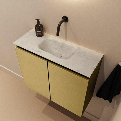 MONDIAZ TURE-DLUX Meuble de toilette 60cm Oro. EDEN vasque Opalo position milieu. Sans trou de robinet.
