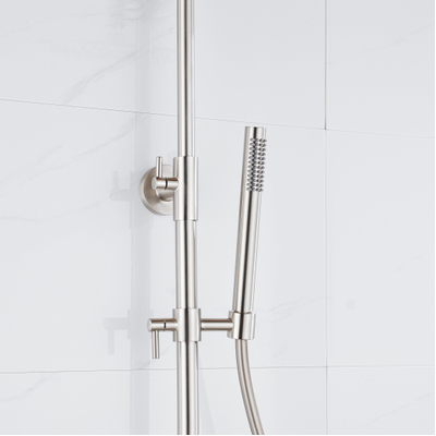 Fortifura Calvi Colonne de douche thermostatique - pomme de douche 25cm - flexible lisse - douchette stylo - inox brossé PVD