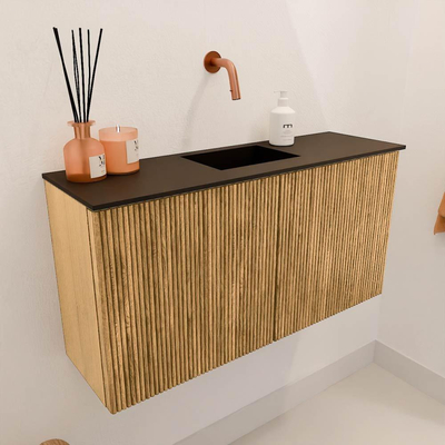 Mondiaz JOYA 80cm toiletmeubel - kleur Oak - Wastafel FAYE positie Midden Zonder kraangat kleur Urban.