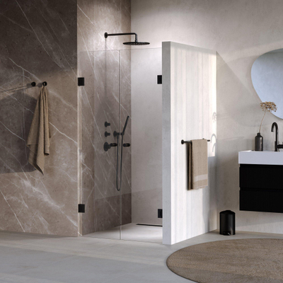 BRAUER Void Carving Pendeldeur - 100x200cm - glascoating - omkeerbaar - helder glas - mat zwart