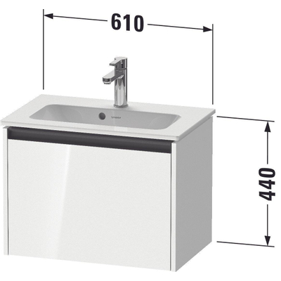 Duravit Ketho 2 meuble sous-lavabo avec 1 tiroir 61x39x44cm avec poignée blanc haute brillance anthracite