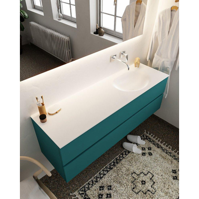 Mondiaz VICA ensemble de meuble de salle de bain - 150cm - meuble sous-vasque smag - 2 tiroirs - lavabo moon droite - sans trou de robinet version XL 60cm de haut