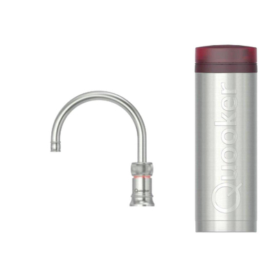 Quooker BE Classic Nordic Round robinet d'eau bouillante - bec orientable - réservoir PRO3 - Eau chaude / eau bouillante - Inox