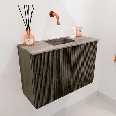Mondiaz JOYA-DLUX 60cm toiletmeubel - kleur Shadow - Wastafel FAYE positie Midden Zonder kraangat kleur Oza.
