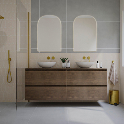 Saniclass Holz Atelier Meuble sous lavabo - 160x45x60cm - 4 tiroirs - Chêne charcoal