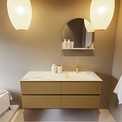 Mondiaz VICA-DLUX ensemble de meuble de salle de bain - 130cm - meuble sous-vasque oro - 4 tiroirs - lavabo encastré cloud droite - 1 trou de robinet - version haute de 60cm - frape