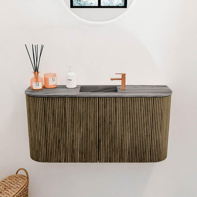 Mondiaz JOYA-DLUX 83.2cm toiletmeubel - ronding links en rechts kleur Dusk - Wastafel FAYE positie Midden 1 kraangat kleur Sombra.