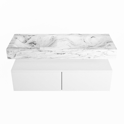 MONDIAZ ALAN - DLUX Badkamermeubelset - 120cm - onderkast - Talc - 2 lades - vrijhangende wastafel - 2 wasbakken - 0 kraangaten - Glace