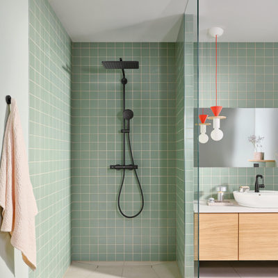 GroheVitalio Joy+douchesysteem met hoofddouche en handdouche350x230mmMat Zwart