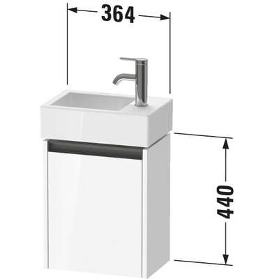 Duravit Ketho 2 meuble bas de lavabo avec 1 porte 36,4x23,8x44cm droite, avec poignée anthracite graphite supermat