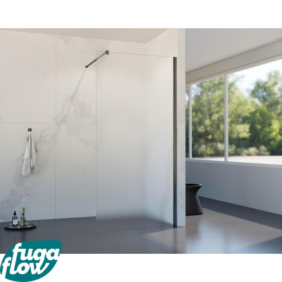 FugaFlow Eccelente Vetro inloopdouche badkamer - 110x200cm - mat glas - wandarm - gunmetal