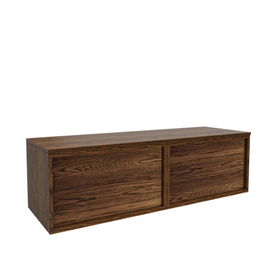 Saniclass Holz Frame Meuble de salle de bain - 140x45x40cm - plan de toilette - sans trous de robinet - 2 tiroirs - Walnut pure
