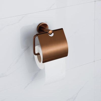 Fortifura Calvi set de toilettes 5 pièces - porte-rouleau de papier toilette - porte-rouleau de rechange - porte-balai de toilettes - patère - poubelle à pédale - Cuivre brossé PVD