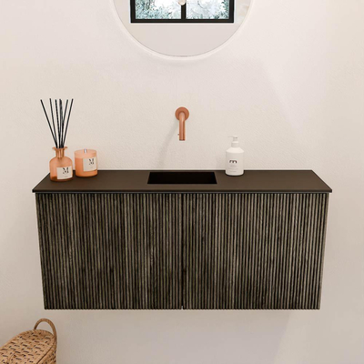 Mondiaz JOYA 90cm meuble de salle de bains - couleur Shadow - Vasque FAYE position Milieu Sans trou de robinet couleur Urban.