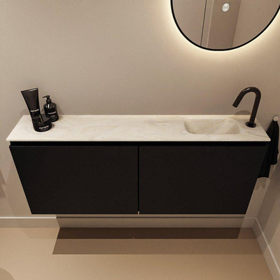 MONDIAZ TURE-DLUX Meuble toilette - 120cm - Urban - EDEN - vasque Ostra - position droite - 1 trou de robinet