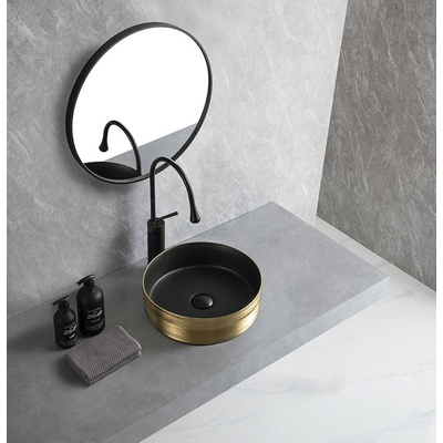 Wiesbaden Mondri Vasque ronde 36 x 36 x 12 cm mat noir/or brossé
