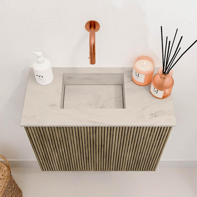 Mondiaz JOYA-DLUX Meuble de toilette 50cm - couleur Dusk - Vasque FAYE position Gauche Sans trou de robinet couleur Opalo