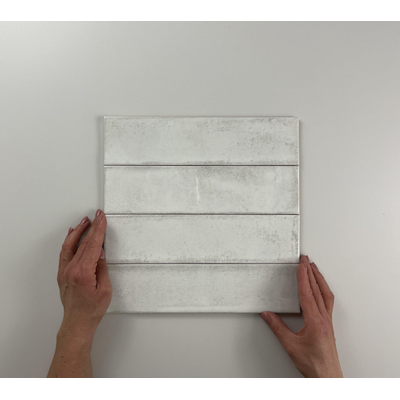 ÉCHANTILLON Terravito Dalmira Carrelage mural - 7.5x30cm - Rectangle - 8.6mm - White