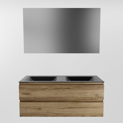 Mondiaz Aivy badmeubelset - 120x45x50cm - 0 kraangaten - 2 wasbakken urban Solid surface - Links en rechts - 2 lades - Met spiegel - Melamine Chai