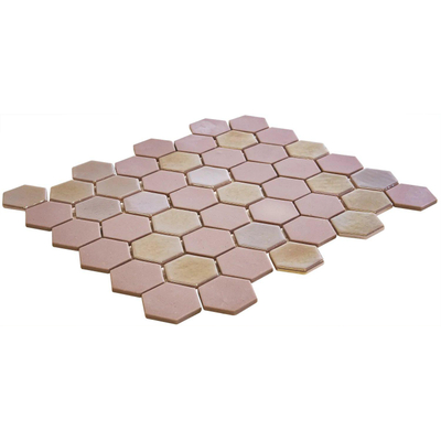 The Mosaic Factory Valencia mozaïektegel - 28x33cm - 5mm - hexagon - mat en glans pink (roze)