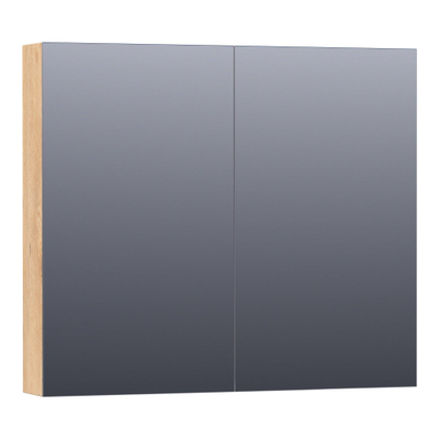 BRAUER Impress spiegelkast - 80x70x15cm - zonder verlichting - 2 dubbelzijdige spiegeldeuren - Forest Tan