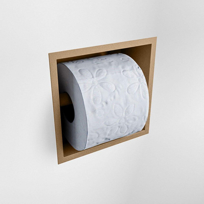 Mondiaz EASY Porte-rouleau de papier toilette - CUBE 166 - 16x8.6x16cm - solid surface - Oro