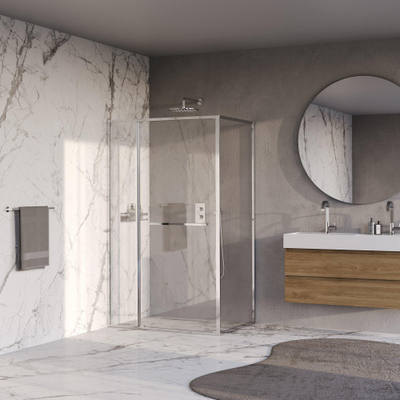 BRAUER Luminis Douchecabine - 120x90x200cm - 3-delig naar binnen draaiend - helder glas - omkeerbaar - incl. glascoating - chroom