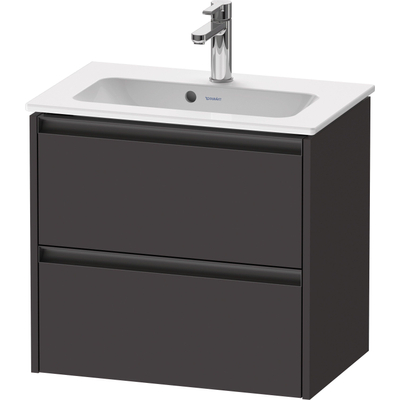 Duravit Ketho.2 Wastafelonderbouwkast - met 2 laden - 61x39x54.9cm - met grepen antraciet - grafiet supermat