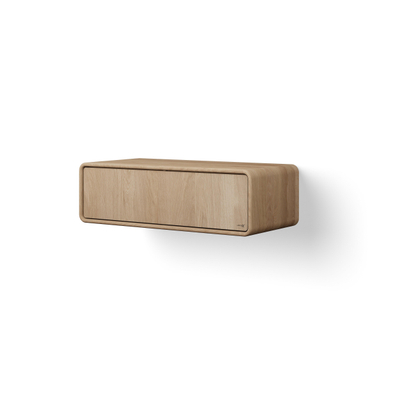 Looox Wooden Rounded – Meuble de salle de bains – 30 × 100 × 46 cm – 1 tiroir – chêne gris