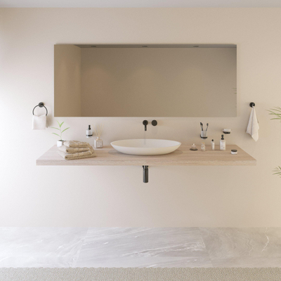 Ideavit Solidjazz vasque à poser 70x40x9cm ovale 0 trous de robinet 1 cuve Solid surface blanc