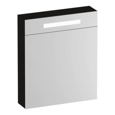 BRAUER Promise Deluxe armoire de toilette - 60x70x15cm - avec éclairage 1 porte miroir double face ouvrant vers la gauche en Bois Noir