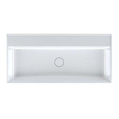 Arcqua Edge Lavabo à poser - 100x47x12cm - sans trou de robinet - marbre de synthèse - blanc brillant