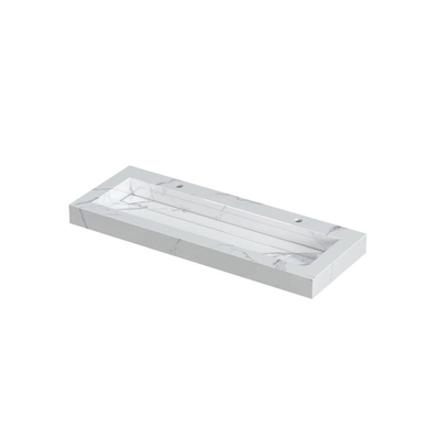 INK Pitch wastafel - 120x45x9cm - 1 wasbak - 2 kraangaten - drain keramiek Statuario glans