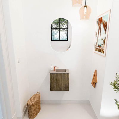 Mondiaz JOYA-DLUX 40cm toiletmeubel - kleur Dusk - Wastafel FAYE positie Rechts 1 kraangat kleur Saba.