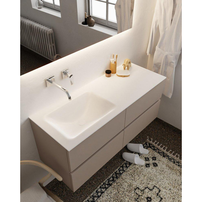 Mondiaz VICA ensemble de meuble de salle de bain - 120cm - meuble sous-vasque fumée - 4 tiroirs - lavabo nuage gauche - sans trou de robinet version XL 60cm de haut