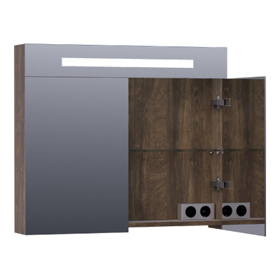 BRAUER Promise Deluxe armoire de toilette - 80x70x15cm - avec éclairage direct - 2 portes miroir double face - Grove
