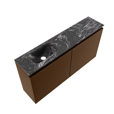 MONDIAZ TURE-DLUX 100cm toiletmeubel Rust. EDEN wastafel Lava positie links. Met 1 kraangat.