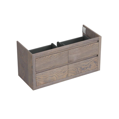 Forzalaqua Gela 2.0 meuble sous lavabo 120x51x60cm avec 4 tiroirs sans poignée à fermeture douce Chêne massif Gris argenté